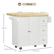Rolling Kitchen Island, Kitchen Storage Trolley w/ Drop Leaf, Drawers
