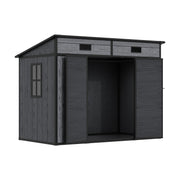 4 x 8ft Grey Wood Effect Plastic Garden Shed Outdoor Utility Tool Storage House