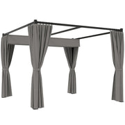 3 x 3(m) Pergola with Retractable Roof and Curtains, Light Grey