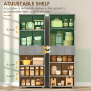 Tall Kitchen Storage Cupboard Cabinet Pantry Grey Freestanding Unit high gloss