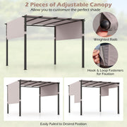 10x10 Flat Top Pergola Canopy with Retractable Shade Heavy Duty Metal Frame