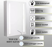 LED Bathroom Mirror Cabinet with Shaver Socket Demister Sensor Lights 70x50cm