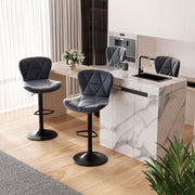 Faux Leather Bar Stools, Swivel with Backrest & Footrest, Set of 2
