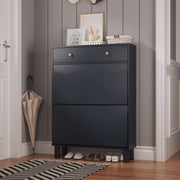 Modern Freestanding Shoe Cabinet Organizer with 2 Flip & 1 Pull-Out Drawers New