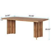 63-Inch Rectangular Dining Table for 4-6, Farmhouse Kitchen Table with Tabletop