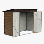 8 x 4FT Metal Garden Storage Shed with 2 Door Wood Grain Effect Bike Tool House