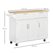 Kitchen Trolley Storage Cabinet Island Cart Dining Room Furniture 2Drawers 3DOOR