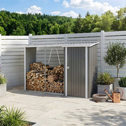 9x3.5FT Metal Garden Tool Storage Shed Outdoor Lockable Bike Bin House W/ Awing