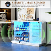 Display Cabinet with 3 Color LED Lights & Glass Doors for Collectible Figurines