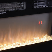 TV Stand Cabinet High Gloss White Electric Fireplace Unit W/ LED 12 Colour Flame