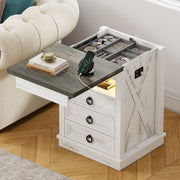 Smart Bedside Table with Charging Station, LED Nightstand with Hidden Drawer