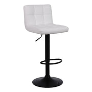 2 X White Bar Stools Breakfast Chairs Faux Leather Swivel, Black Metalwork
