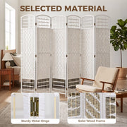6 Panel Room Divider Folding Privacy Screen with Pine Wood Frame Refurbished