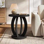 Modern Round End Table Wood Side Table Accent Table with Storage for Living Room