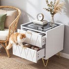 Modern LED Bedside Table with Drawers Bedside Cabinet with Wireless Pfaybjikxate