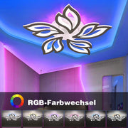 Modern Chandelier LED Lamp White Frame Ceiling Light With RGB Backlight Rahlszqb