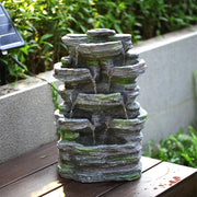 Solar Power Water Fountain Feature LED Lights Outdoor Garden Stone Statues Decor