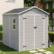 Grey Wood Grain Plastic Garden Shed 6x8 6x6 5x3 Outdoor Tool Bike Storage House
