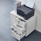 White Office Filing Cabinet Mobile Printer Stand File Storage Drawers Wheels