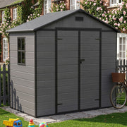 8x4FT Garden Shed Plastic Tool Bike Storage House with Lockable Doors & Floor UK