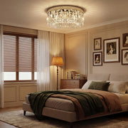Crystal Ceiling Light with 160 Crystal Pendants, Silver Tone