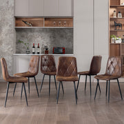 4X Dining Chairs Set Faux Suede Leather Padded Seat Metal Legs Kitchen Office