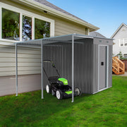 5.5 X 5.5FT Metal Garden Shed Tools Bikes Storage House Shelter with Side Canopy