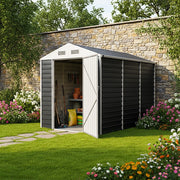 Garden Shed Metal Apex Roof Outdoor Storage House With Ventilation & Padlock
