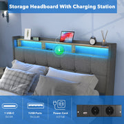 NEW OTTOMAN STORAGE UPHOLSTERED BED FRAME 4FT6 DOUBLE WITH USB PORT & LED LIGHT