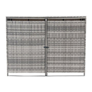 Rattan Garden Double Wheelie Bin Store Outdoor Dustbin Rubbish Storage Shed Box