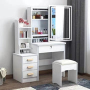 Dressing Table with LED Lights Mirror Stool Set Drawers Vanity Makeup Desk