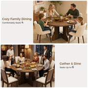 Round Dining Table for 4-6 People 120cm Circle Kitchen Table for Home Kitchen