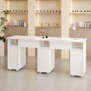 Pro Double Manicure Table Salon Nail Art Station Beauty Desk with Dust Collector