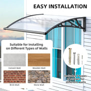 Window Awning Canopy with Large Drainage Gutter ABS Plastic Bracket PC Panel
