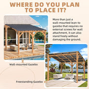 Lean-to Hardtop Gazebo Outdoor Wood Cedar Wall Mounted Pergola for Patio Decks