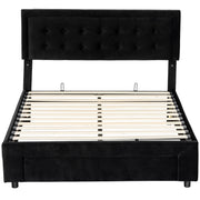 King Size Bed Frame with Storage and Adjustable Headboard, Black