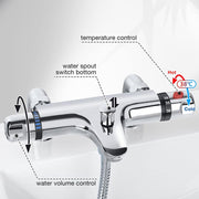 Thermostatic Mixer Tap, Chrome Bath Shower Valve Bar for Bathroom, UK Model