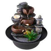 Water Feature Indoor Tabletop LED Sound Fountain Waterfall Home Decor 3 Bowls