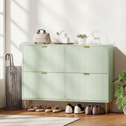Slim Shoe Storage Cabinet with 4 Flip Drawers for Hallway, Light Green