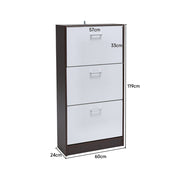 3 Drawer Shoe Cabinet Storage Cupboard Wooden Stand Rack Organiser Footwear Unit