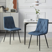 4X Dining Chairs Set Faux Suede Leather Padded Seat Metal Legs Kitchen Office