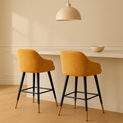 Zurich Modern Velvet Padded Bar Stool Chair with Black Metal Legs