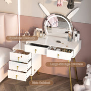 Dressing Table with LED Light Mirror Vanity Desk Makeup Table 5 Drawers Cabinet