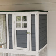 PawHut Wooden Cat House with Asphalt Roof, Cat Cage for Multiple Cats White