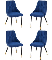4 Velvet Dining Chairs Gold Tip Legs Beige Grey Blue Black velvet luxury