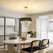 Round Gold Crystal Chandelier, Modern K9 Crystal Ceiling Light for Dining Room