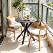 80cm Round Dining Table Set with 2 Dining Chairs Modern Kitchen Table and Chairs