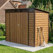 8x4FT Galvanised Steel Garden Storage Shed Metal Sheds Tool House with 2 Doors