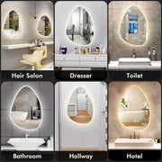 Pebble LED Bathroom Wall Mirror Demister Illuminated Light Up 500x700 Waterproof