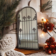 Framed Arched Mirror Wall Mounted Cast Iron Large Mirror Indoor Outdoor Garden